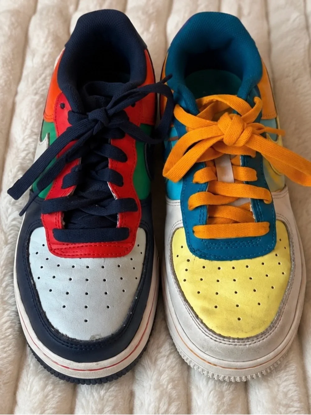 Nike Kids Low-Top Multicolor Sneakers - Yellow, Blue & Orange Accents